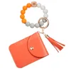 Pulseira de Couro PU Carteira Chaveiro Jóias Borlas Pulseira Porta-chaves Porta-cartões Bolsa Candy Color Silicone Frisado Pulseira Chaveiros Acessórios de Moda