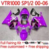 Bodywork Kit For HONDA VTR1000 RC51 SP1 SP2 RTV1000 2000-2006 Bodys 110No.210 VTR-1000 00 01 02 03 04 05 06 VTR 1000 2000 2001 2002 2003 2004 2005 2006 Fairing new purple