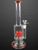 Red Glass Water Bong Percolator Hookah Shisha Smoking Pipe with Base for Tobacco Accessories