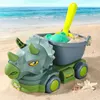 Summer Seaside Beach Toy Engineering Car Set Baby Beach Game Toy Dinosaur Beach Car Digging Sand Shovel Toy Tool Baby Bath Toys 220527