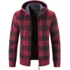 Maglioni da uomo Maglione a maniche lunghe stampato scozzese con cappuccio da uomo Autunno Inverno Peluche Cardigan casual grande Cappotto da uomo Olga22