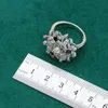 Pendientes, collar, boda, color plata, conjunto de joyas para mujer, lujoso, negro, blanco, circón, pulsera, anillo colgante, regalo de Navidad, pendientes