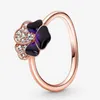 Nya 100% 925 Sterling Silver Ring Fit Infiniti Stones Purple Pansy Pave Flowers Spring Rings for European Women Wedding Original Fashion Jewelry7288228