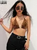 Solid Y2K Crop Tops Velvet Women Hearts Backless Vest Sexy Hollow Out Halter Tank Summer Streetwear Leopard Lce Up Bra 220318