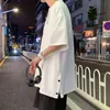 プラスサイズ5xl-SサマーファッションサイドスプリットショートスリーブゆるいカジュアルTシャツの男性服2022 o-neck teeシャツhommeセールy220630