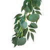 장식용 꽃 화환 2m 녹색 유칼립투스 잎 갈랜드 wisteria 인공 꽃 등나무 가짜 식물 실크 잎 포도 나무 웨딩 버