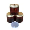 Packing Bottles Office School Business Industrial 200g Amber/White Pet Plastic Cosmetic Candy Jar Storage Cans Boxar Rund flaska med ALU