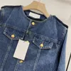 2022 Designer vintage feminino Jaqueta de bombardeiro de casaco curto quebra -vento feminino Milan Runway Cotton Denim Designer Jackets Crew pescoço de manga longa roupas de roupas fora