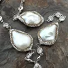 Cadenas 19 "blanco agua dulce Keshi perla cúbica circonio micro pavimenta color plateado collar de cadena para mujeres