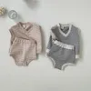 Completi di abbigliamento Set di vestiti per bambini Gilet lavorato a maglia senza maniche per ragazzi Pantaloncini flessibili autunnali Maglieria per bambini Toddlers Girls