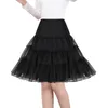 Korta tyllflickor 24-26 "50-tal retro underskirt petticoats för brud bröllopsklänningar svarta ingen-hoop crinoline sommar rockabilly tutu klänningar