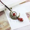 Collana di perline di ceramica vintage luna doppia stella Boho gioielli da donna dichiarazione catena di corda regolabile collane lunghe maglione CN01241M