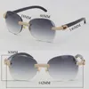 New Micro-paved Diamond Set Rimless Metal Sunglasses 3524012 Original Black Buffalo horn Luxury Frame 18K Gold C Decoration Male a2384