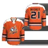 Nik1 San Diego Gulls Jersey 21 Wagner 4 Thompson 20 Ritchie 5 Pettersson 15 Sorensen 19 Hults Abbott AHL Hockey Jerseys Orange Black White