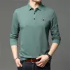 Top Grade Haft Koszulki Polo dla mężczyzn Przyjazd Homme Designer Business Casual Tops Z Długim Rękawem Lapel T-shirt 220402