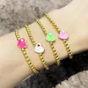 Bracelets de charme Chaîne de perles d'or Petit coeur pour femmes Fille Cuivre Bracelet en émail Cadeau En gros Bijoux mignons Brtd99Charm Inte22