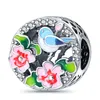 s925 Perline sciolte in argento sterling Original Fit Pandora Bracciale Collana Pink Girly Heart Balloons Simpatico gatto Fascino Castello Fiori Gioielli da donna fai da te Regali