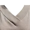 V-neck pullover فضفاضة ونحيفة السترة ذات السترة العليا العليا