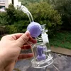 8 pouces violet clair narguilés beaux bangs d'eau en verre avec pneu perc huile dab rigs femelle 14mm fumer tuyaux