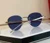 0331s Rimless Round Sunglasses Silver Blue Lens 18K Frame Sunnies Women Men Summer Fashion Sun Glasses Shades UV400 Eyewear