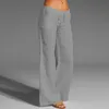 Pantaloni di lino in cotone da donna a vita alta a vita alta allentata morbida vita elastica vita bianca estate pantaloni blu casual pantaloni per femmina