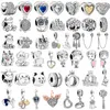 925 Sterling Silver Ciondola Charm Colore Gatto fortunato Catena di sicurezza Zampa di cane Corona Gufo Amore Ciondolo Bead Fit Pandora Charms Bracciale Gioielli fai da te Accessori