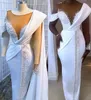 2022 Plus Size Arabic Aso Ebi Stylish Luxurious Sheath Wedding Dress Pearls Sheer Neck Bridal Gowns Dresses ZJ455