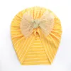 Chapeau indien dentelle nœud papillon rayé nouveau-né casquettes filles princesse mince gaze Turban doux crème solaire casquette coton tête enveloppe enfants Bonnet bonnet accessoires cheveux