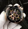 3 Style Mäns Chronograph klockor VK Quartz Rörelse Ronda Klocka Män Tachymetre Sport Rose Guld Svart Röd Silikongummi Datum Armbandsur