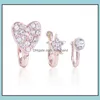 Näsringar Dubbar Kroppssmycken Clip On Ring Piercing Mode Diamant Hjärta Stjärnformad näsa Icke-porös Pierce Drop Leverans 2021 Iz4Hg