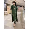 Zijdejurk Tweede stuk Women S Elegante bloemenvlees Maat Casual Beach Vintage Long Mother Dress Summer Fashion 220521