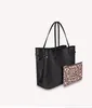 가방 최신 가을 와일드 하트 토트 2 pcs 세트 Empreinte 가죽 표범 프린트 지갑 M45818 M45819 Ladies Bag