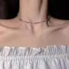 Chokers HangZhi 2022 Japan Korea Bunte Kleine Transparente Kristall Quadrat Perlen Halskette Kurze Choker Für Frauen Urlaub SchmuckChokers