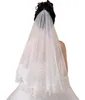 Donne da 150 cm da sposa velo da sposa bianco bianco a strato Appliques bordo fiore