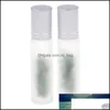梱包ボトルオフィススクールビジネス産業セット10mlあたりのエッセンシャルオイル用の2つのフロストガラスボトルバイアルgemstoneローラーb