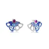 Autentisk 925 Sterling Silver Blue Pink Fan Statement Stud Earrings Luxury For Women Girls Gift Earring Fit Pandora Fashion Jewelry Brincos 298195Srumx