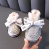 Stivali 2022 Inverno Del Bambino Delle Ragazze Del Rhinestone Della Principessa Caldo Peluche Del Bambino Scarpe di Cotone Antiscivolo Moda Lana Infantile Stivali Da Neve