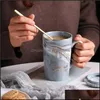 Tazze Bicchieri Cucina Sala da pranzo Bar Giardino domestico Alta qualità Creativa Grande tazza nordica con cucchiaio Tazza di lusso in ceramica Zodiac Co Dhxkz