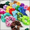 Hair Accessories Tools Products Fashion Solid Color Silk Scrunchies Elastic Rubber Bands Hairs Ropes Ties Gum For Women 50Pcs Drop Deliver