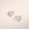 New Love Heart Sterling 925 Stud Earrings Women Retro Designer S925 Silver Elegant French Romance Ear Jewelry Gifts for Female