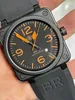 luxury mens watch automatic mechanical bell brown leather black rubber ross2495048