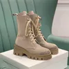 Fashion Martin Boots luxe ontwerpers schoenen Strass Zip 5CM Dikke zolen muffin platform damesschoenen topkwaliteit Nubuck Leer Lace Up Ronde Tenen gevechtslaars