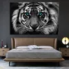 Black and White Tiger Poster HD Print Wild Animal Canvas Painting Leopard and Lion Pictures for Living Room Home Decor Mural