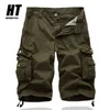 Pantaloncini cargo da uomo di qualità estiva Pantaloncini larghi multitasche da allenamento casual Pantaloncini militari in cotone tattico Pantaloni corti verde militare 210322