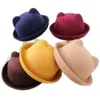 Hårtillbehör Solid Color Cat Ears British Retro Hat Summer Girl Sun Hats Korean Version AllMatch Casual Basin Bowler Capshair1201294