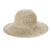 Breda randen hattar kvinnlig sommarsol för kvinnor fällbar virkning stickad stråhatt stort skydd solhat strand kap över Davi22
