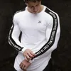 Erkekler vücut geliştirme uzun kollu tişört adam gündelik moda sıska t-shirt erkek spor salonları fitness egzersiz tees üstleri jogger marka giyim 220531