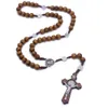 Collana cattolica per perle di rosario collana religiosa in legno artigianale
