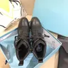 Designer Plaque Boots Lace Up Ankle Boot 9.5cm Women Black Leather Combat Boots High Heel Winter Booty Top Quality With Box NO256