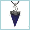 Pendentif Colliers Pendentifs Bijoux Jln Triangle Pierre Semi-Précieuse Antique Sier Plaqué Couronne Lune Accessoire Plus Ovale Labradorite Perle NE